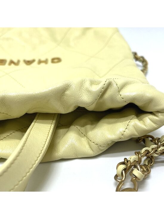 Chanel Backpack 22 Small Chain Leather Yellow main image 5